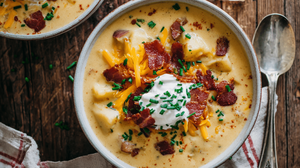 Creamy Loaded Baked Potato Soup Crockpot Recipe