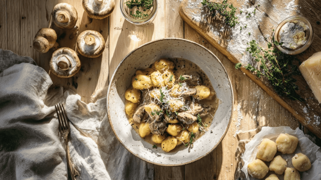 Creamy Truffle Gnocchi Recipe with Mushrooms