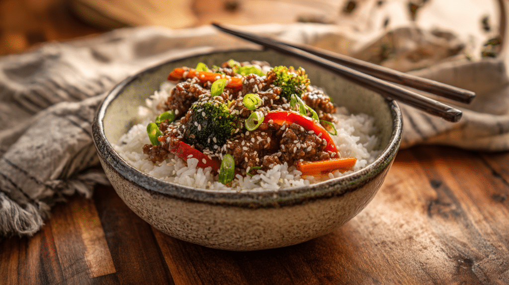 Easy Teriyaki Beef Bowls with Rice and Veggies