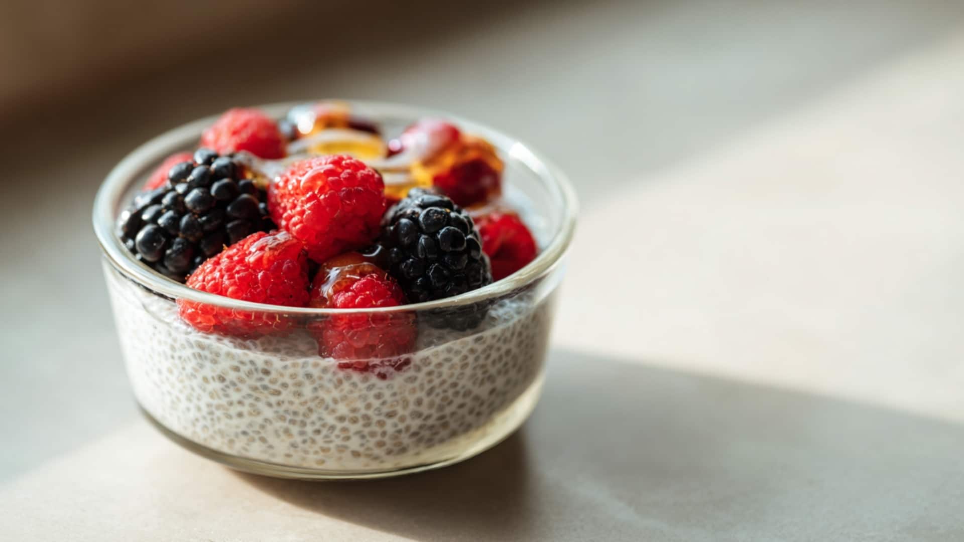 Chia Pudding with Almond Milk and Berries