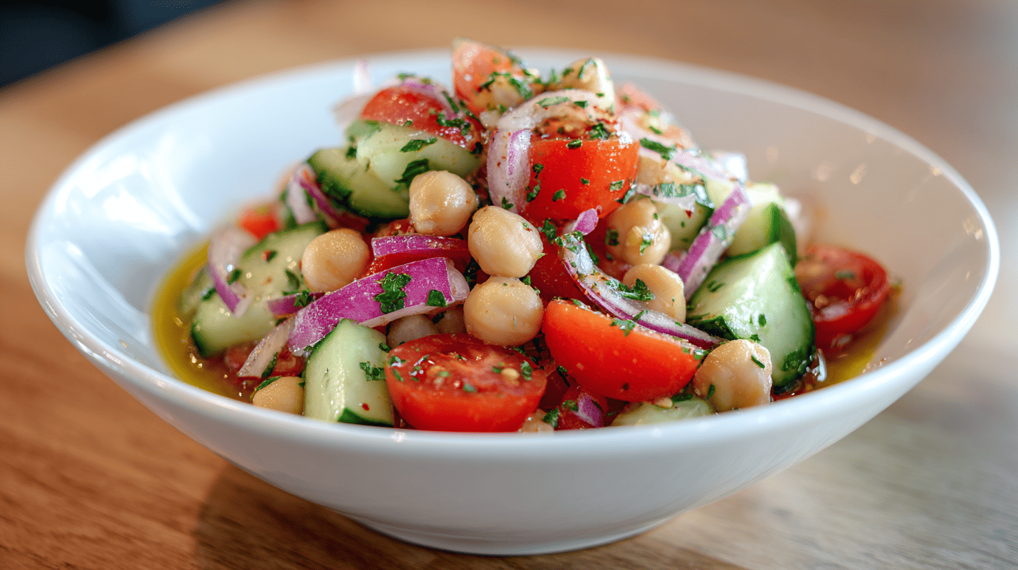 Mediterranean Chickpea Salad with Olive Oil and Herbs