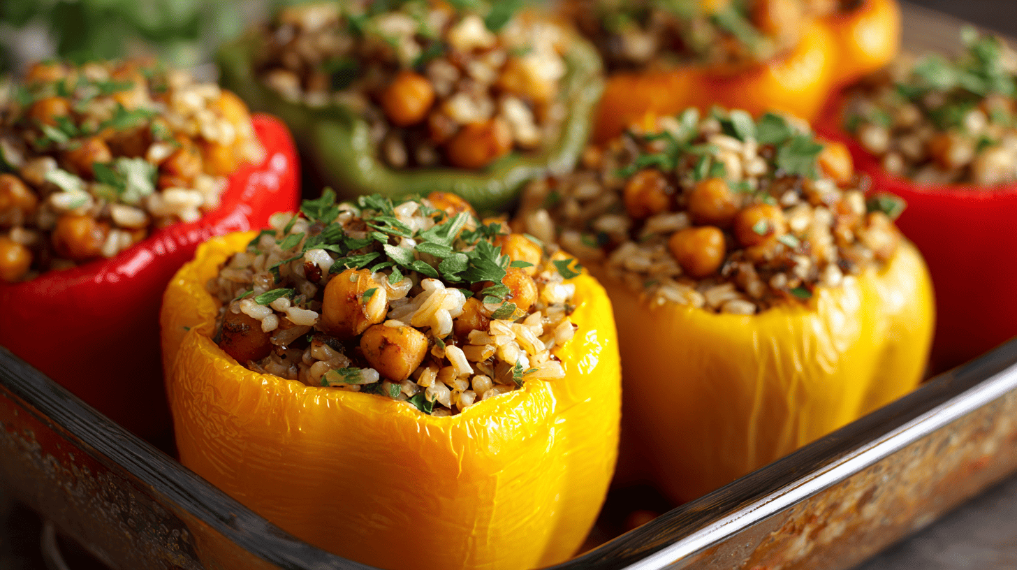 Stuffed Bell Peppers with Brown Rice and Chickpeas