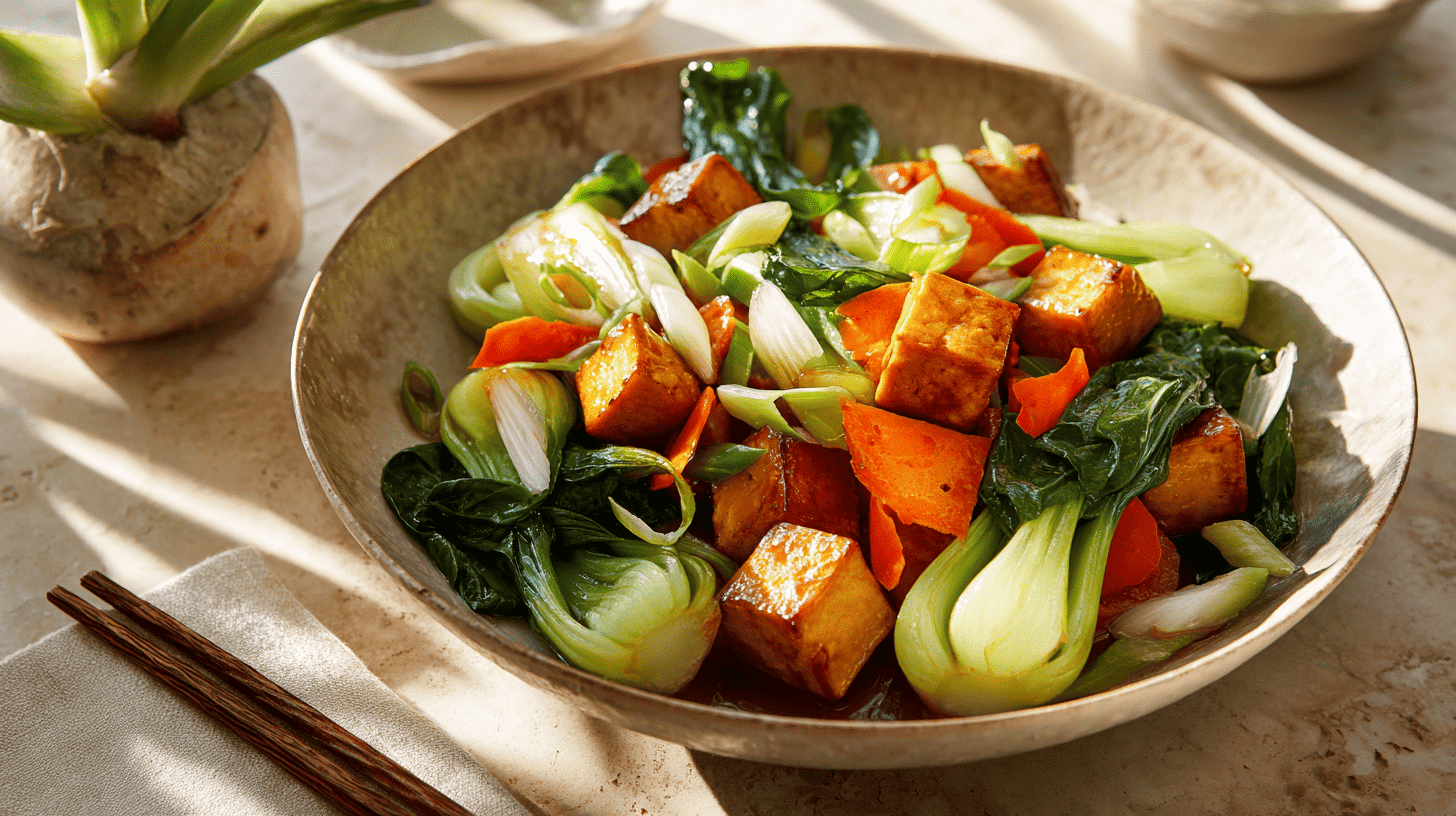 Tofu Stir Fry with Bok Choy and Carrots