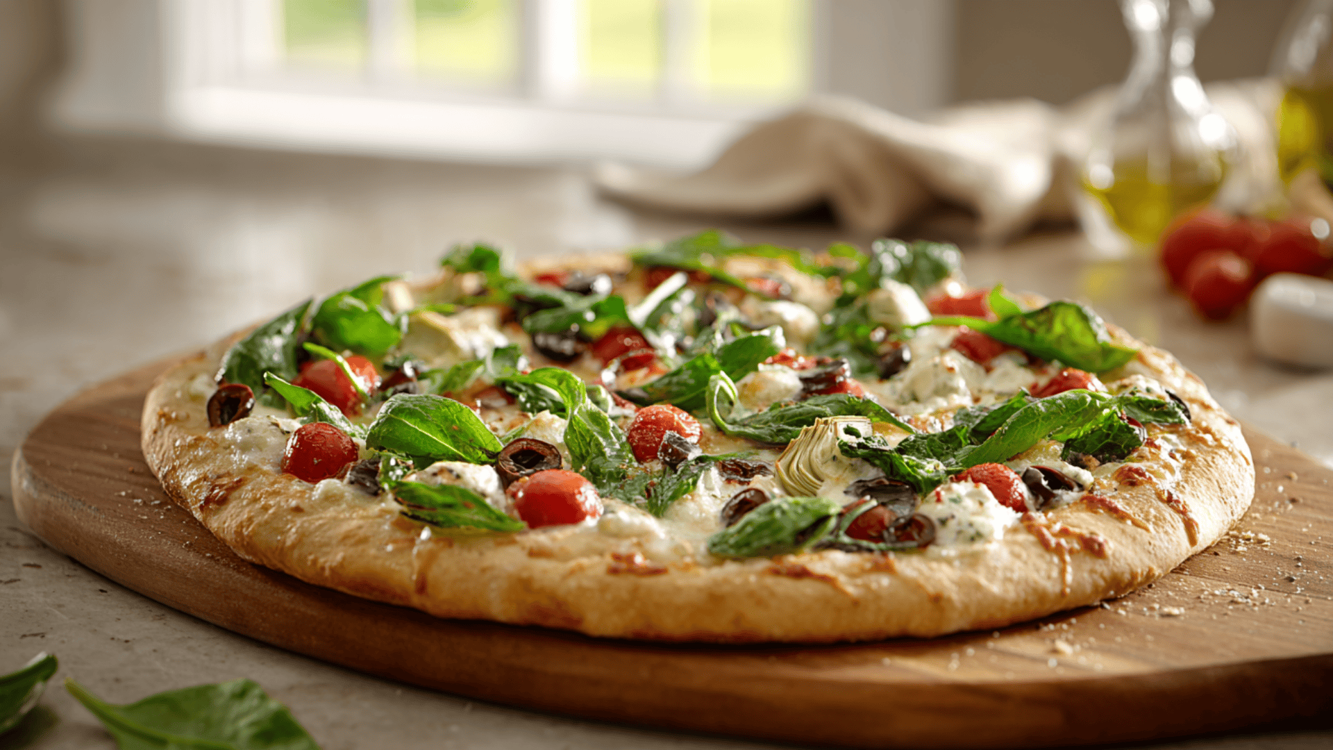 served mediterranian pizza