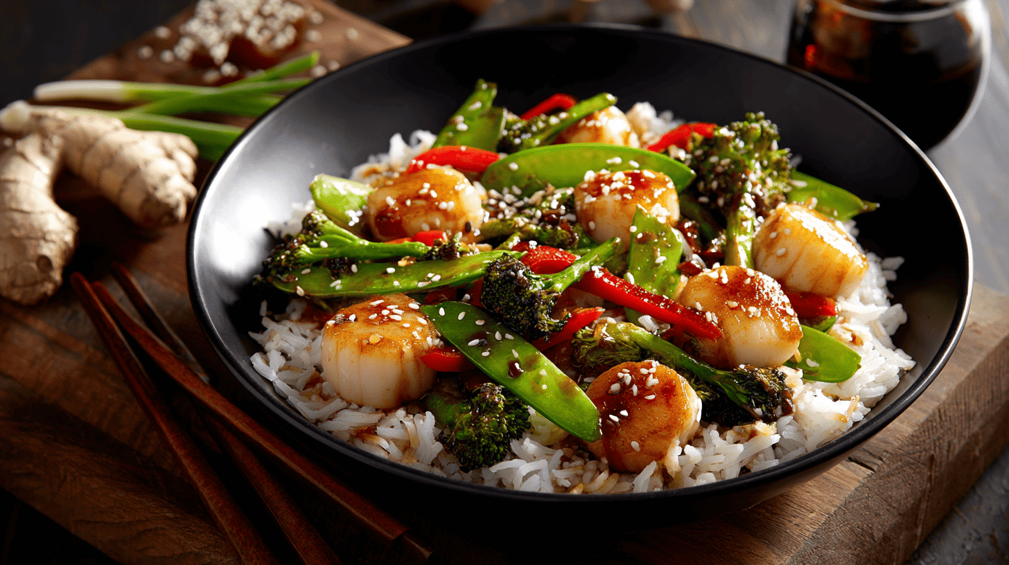 Bay Scalloo Stir Fry with Ginger and Soy