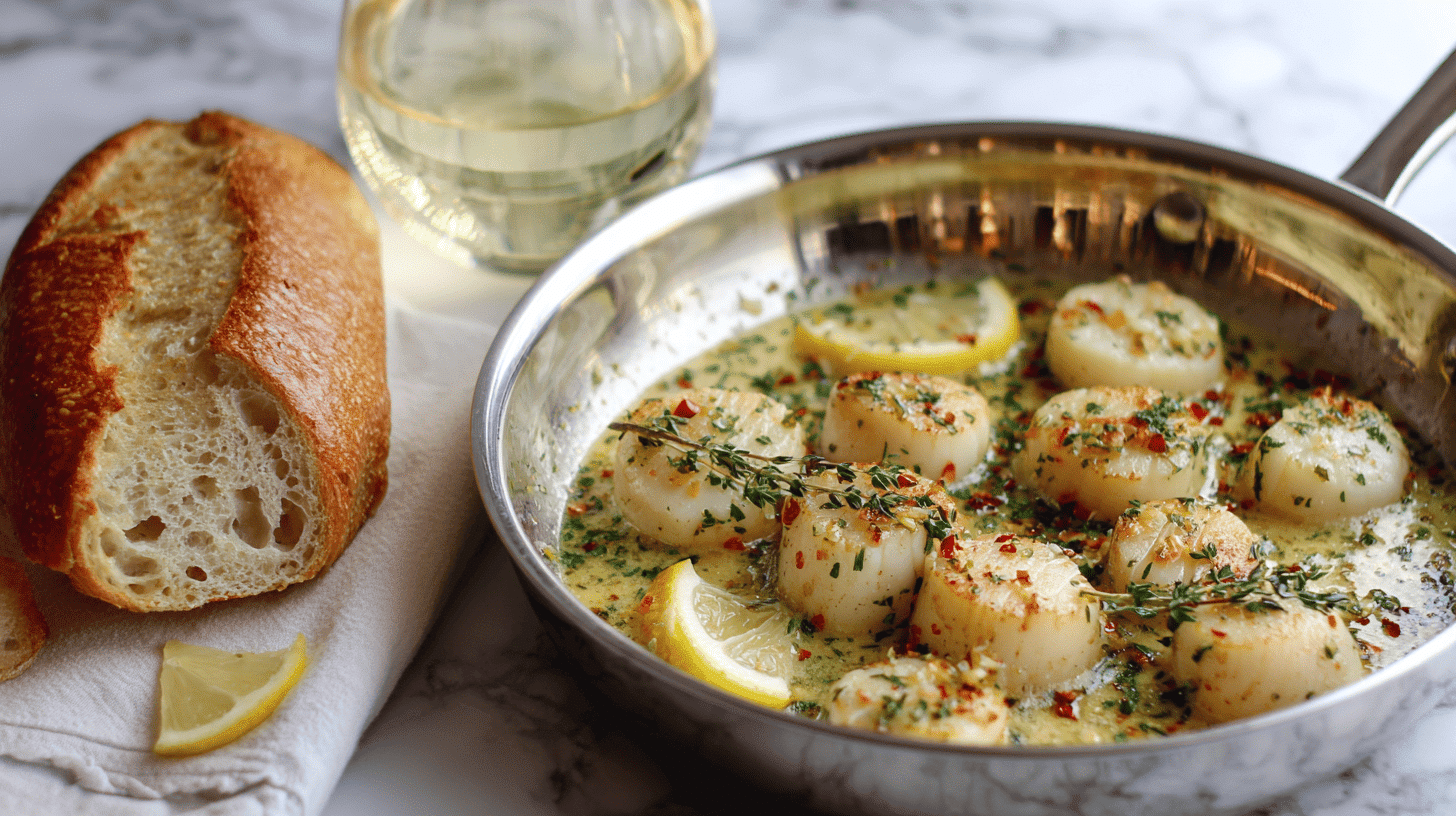 Bay Scallops in White Wine Sauce