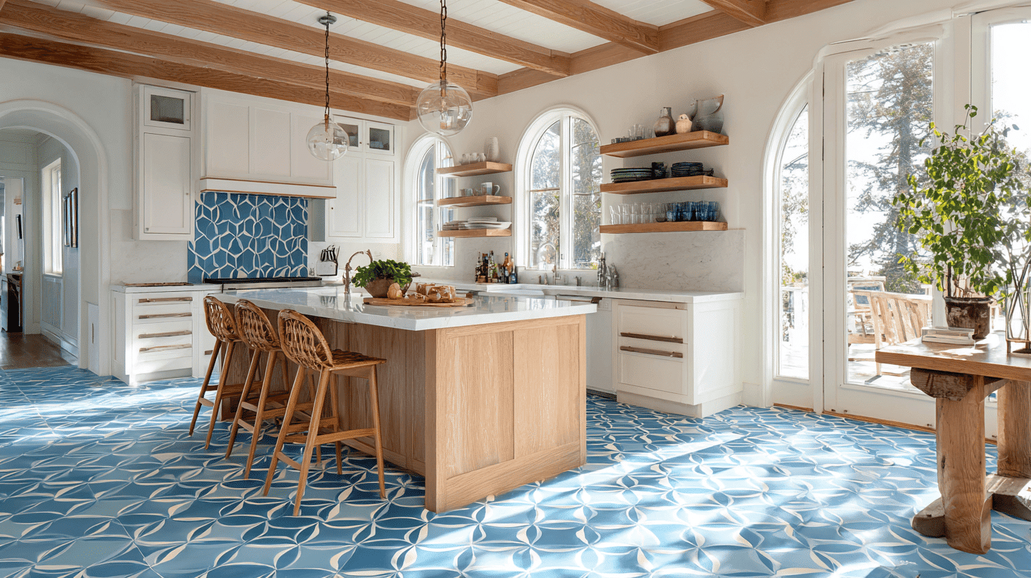 Blue Patterned Floor Tiles