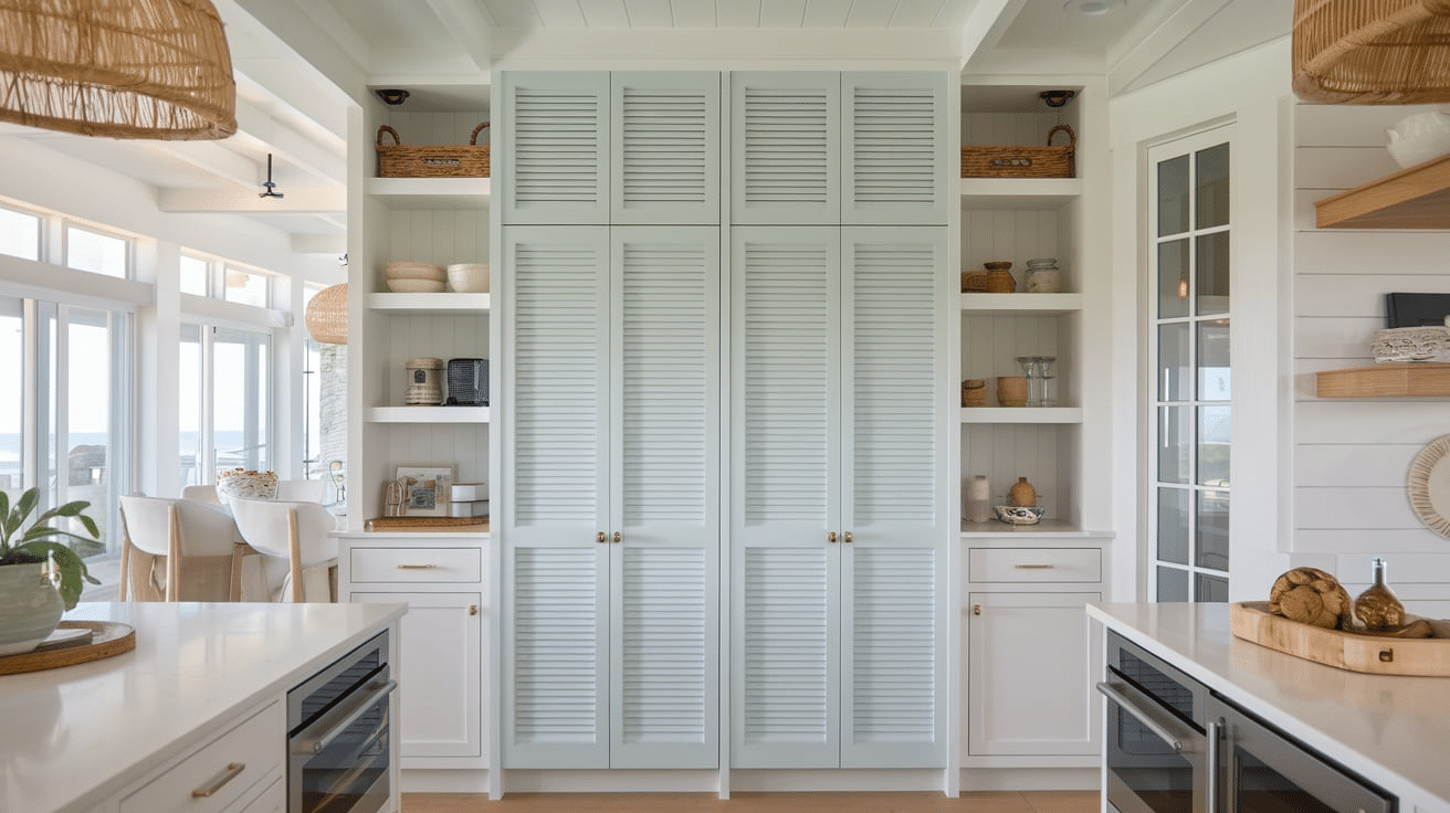 Built In Pantry with Coastal Doors
