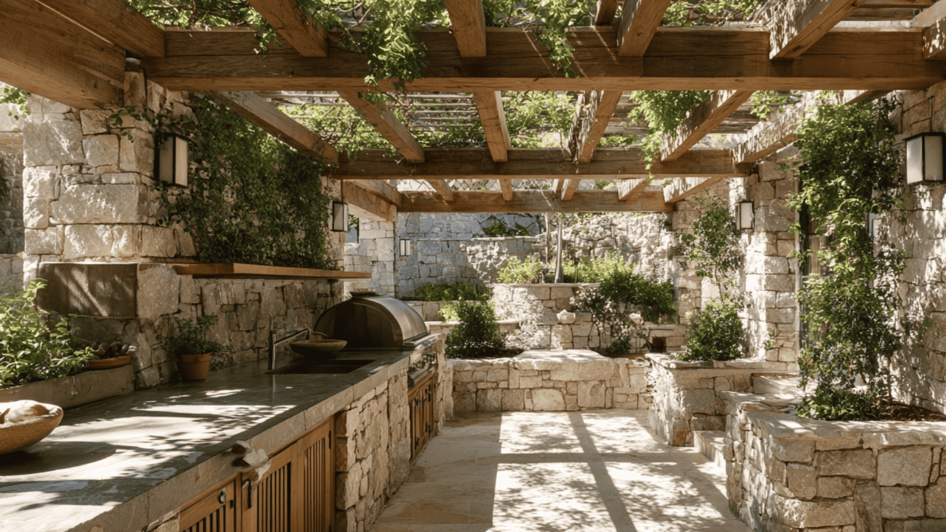 Covered Pergola Kitchen