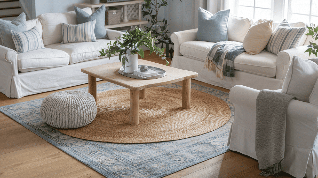 Layer Neutral Jute Rugs with Soft Patterns