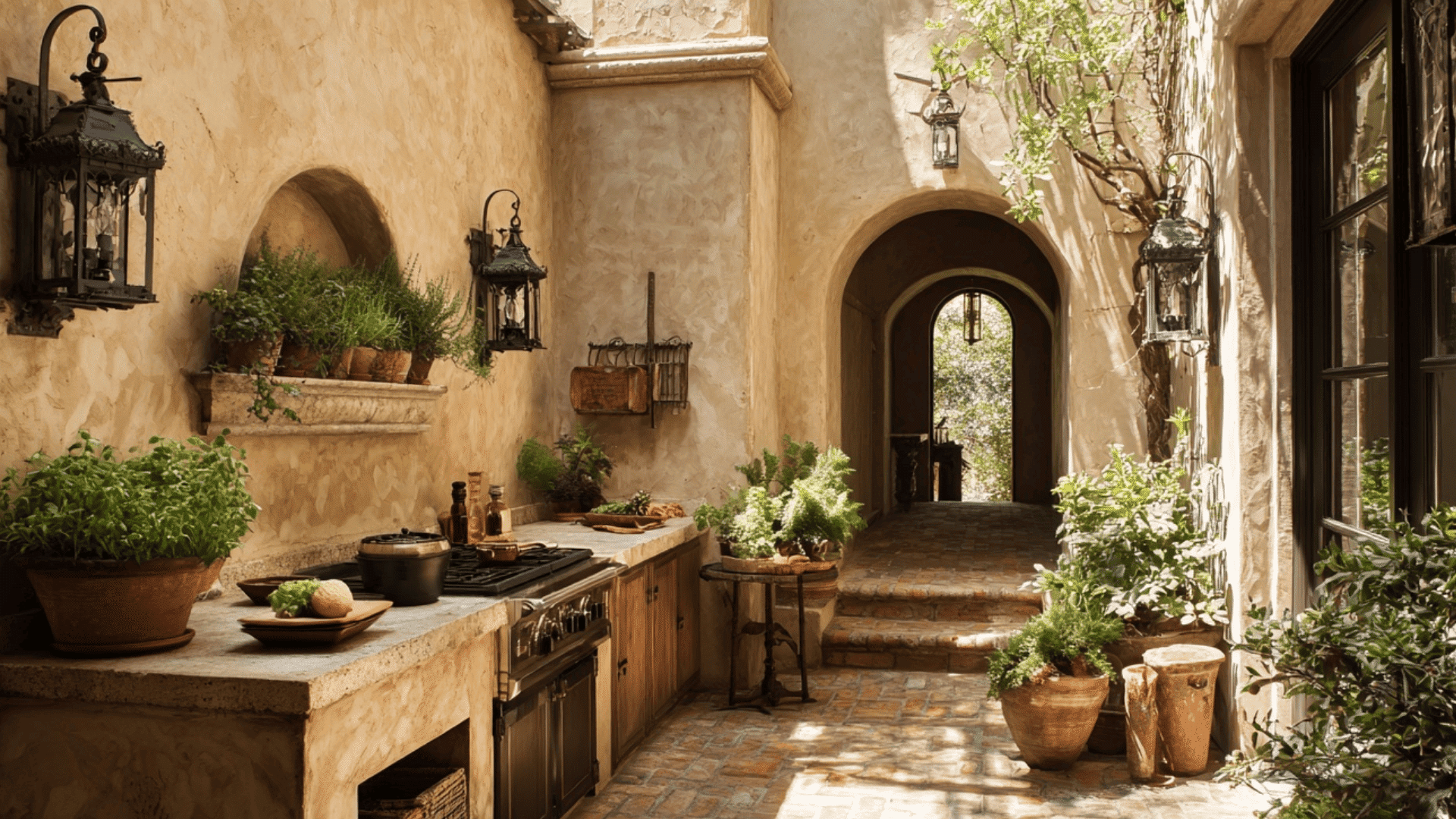Mediterranean Courtyard Kitchen