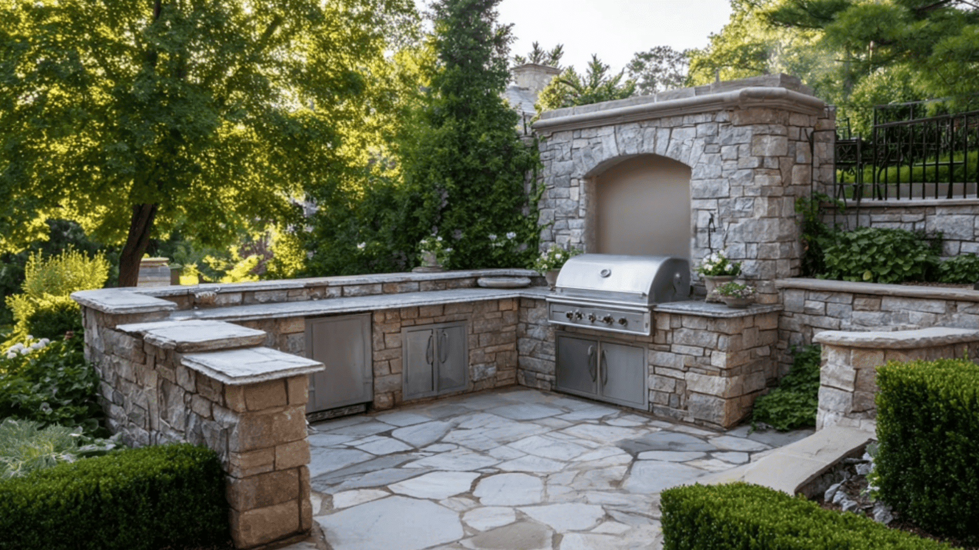 Stone-Clad Traditional Kitchen