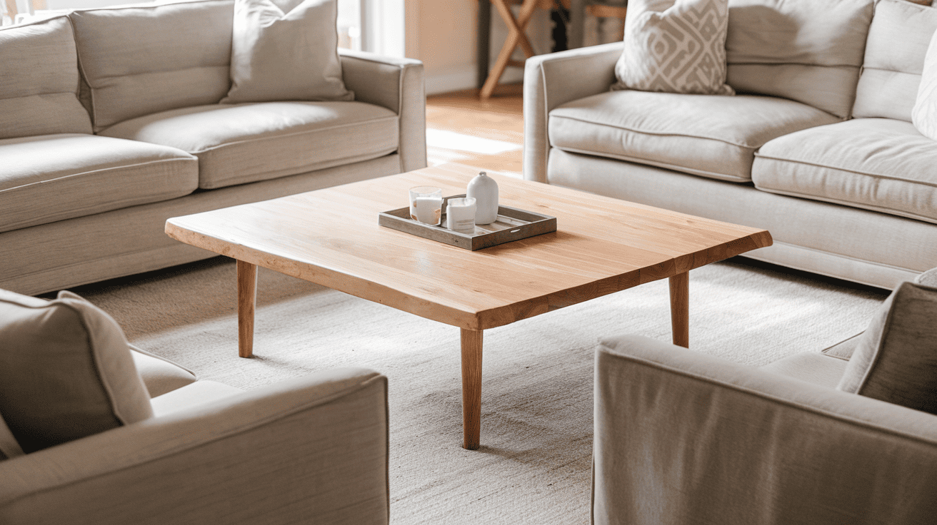 Use a White Oak Coffee Table with Slim Legs