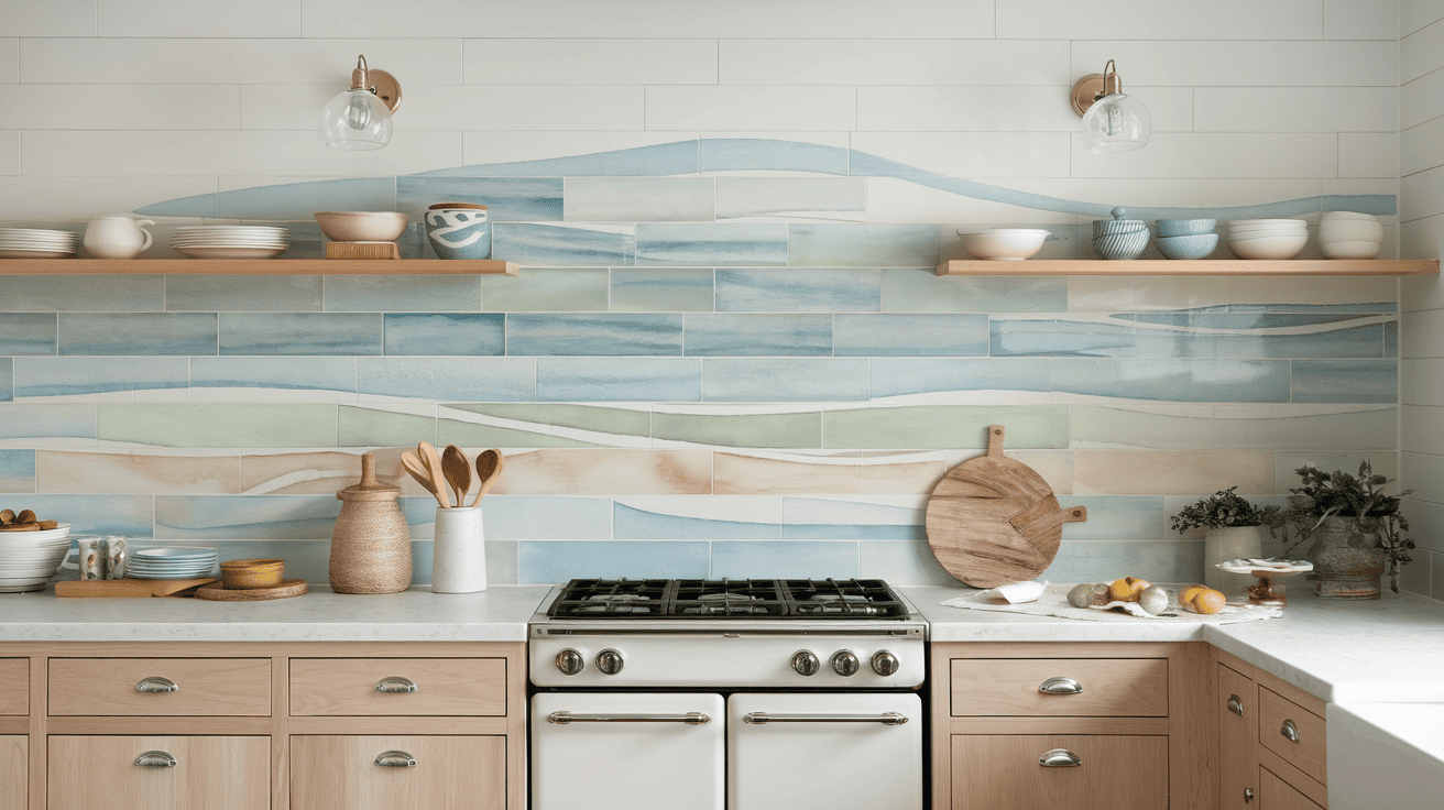 Watercolor Inspired Backsplash