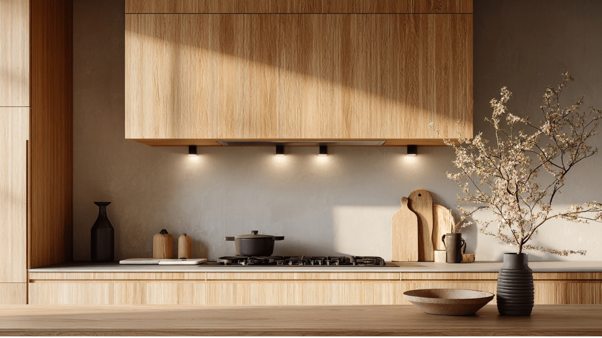 concealed range hood matching wood panel