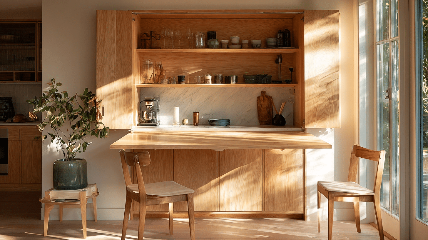fold down bar or pull out table flexibility