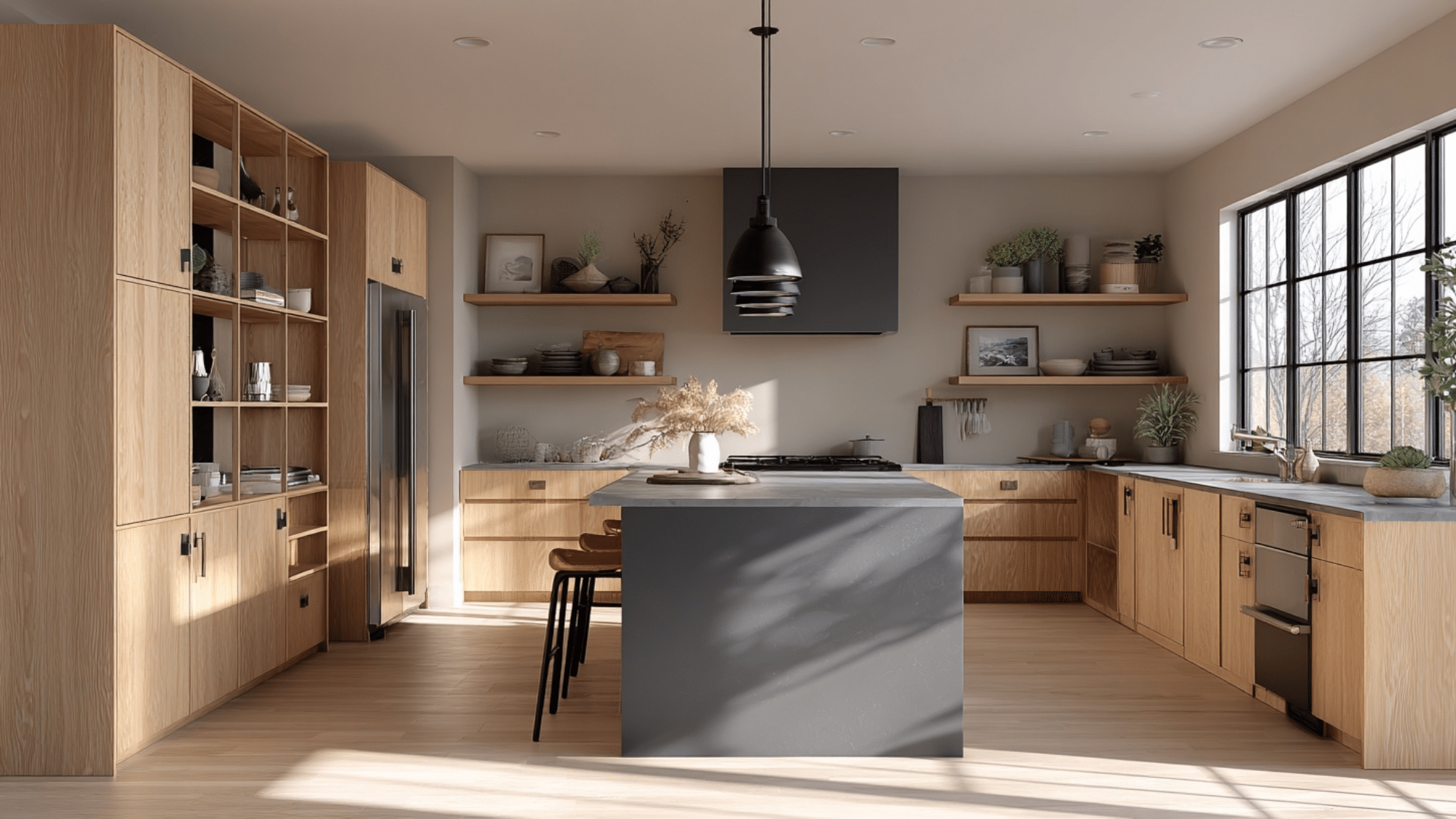 light oak charcoal contrast island