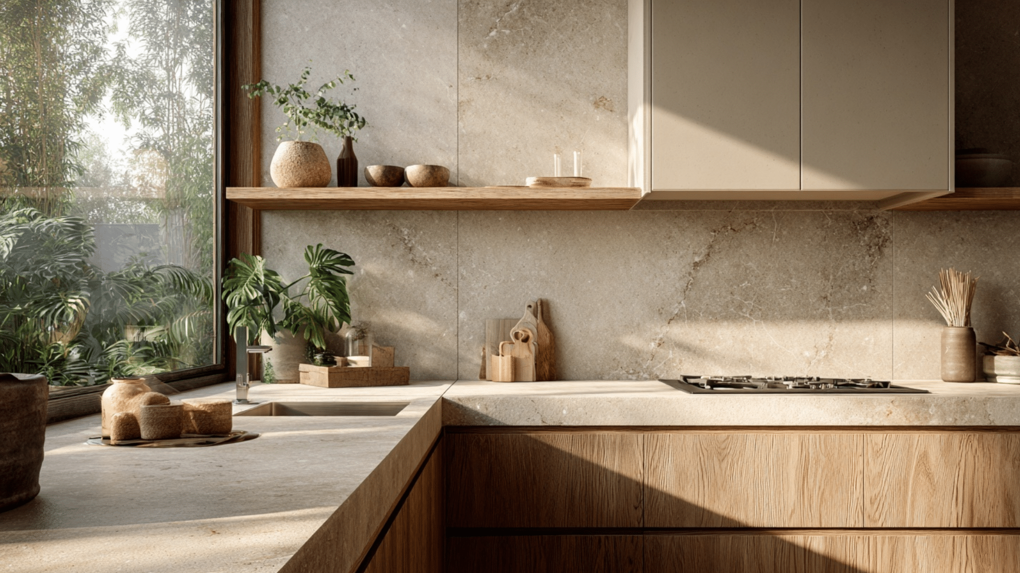 matte stone backsplash seamless flow