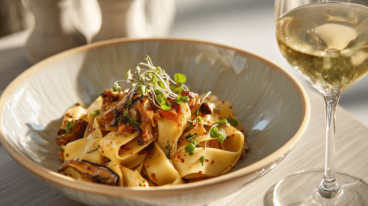 pappardelle with wine