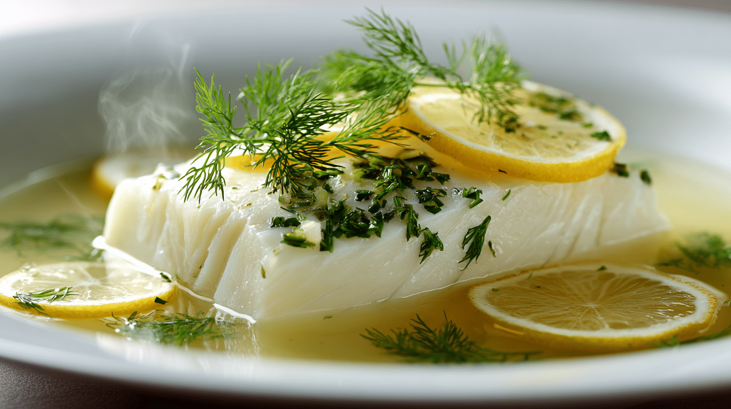 poached halibut