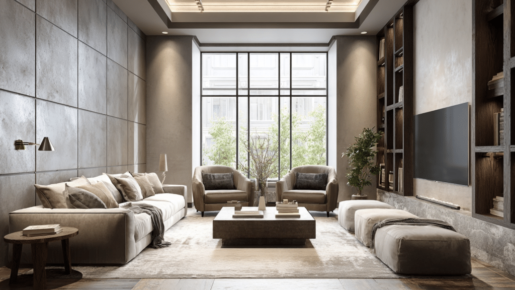 rectangular long narrow living room layout