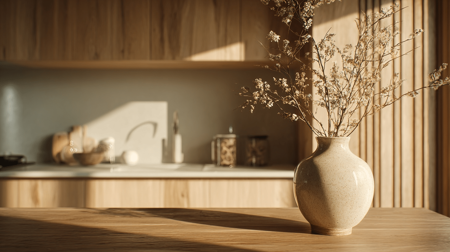 tall vase with branches or bamboo accent