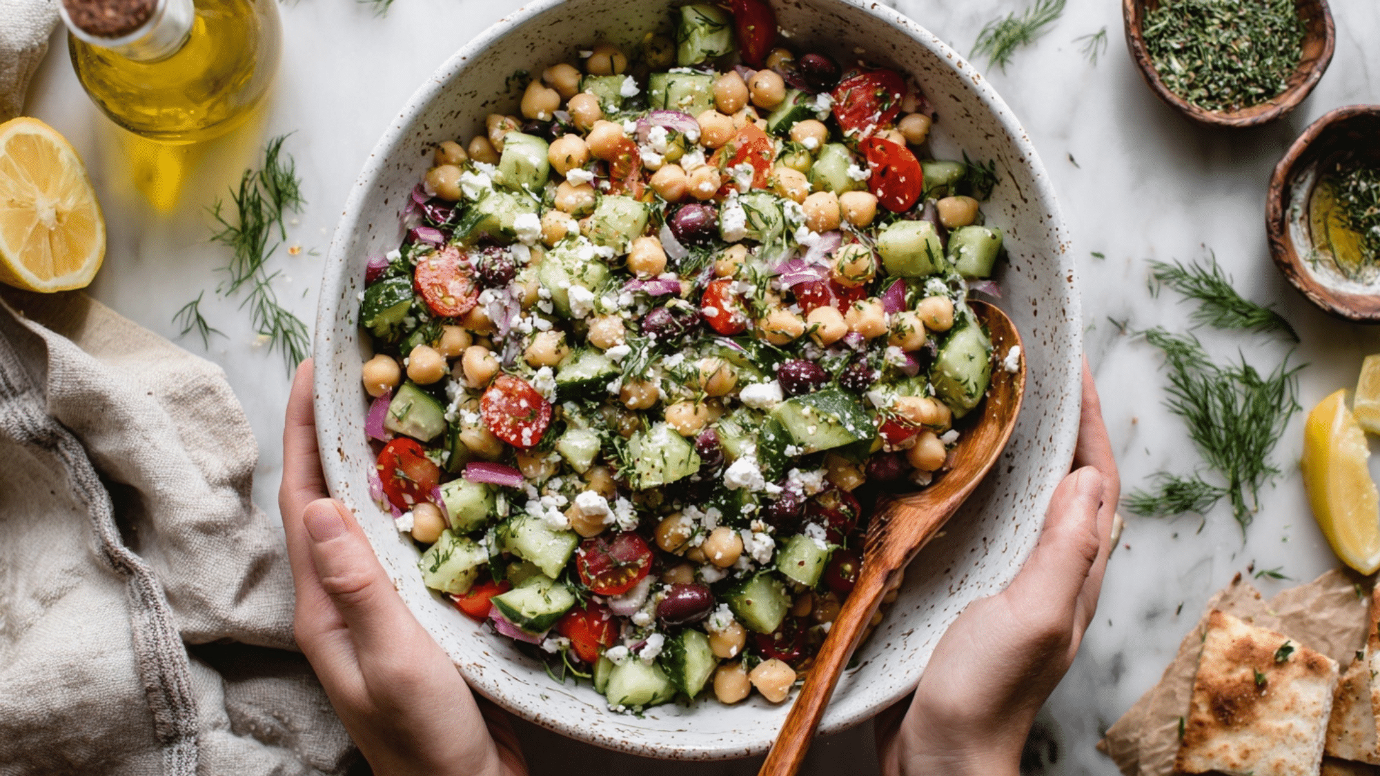 Greek Style Chickpea Cucumber Salad