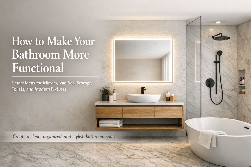 How to Make Your Bathroom More Functional With Mirrors, Vanities, Storage, and Modern Fixtures