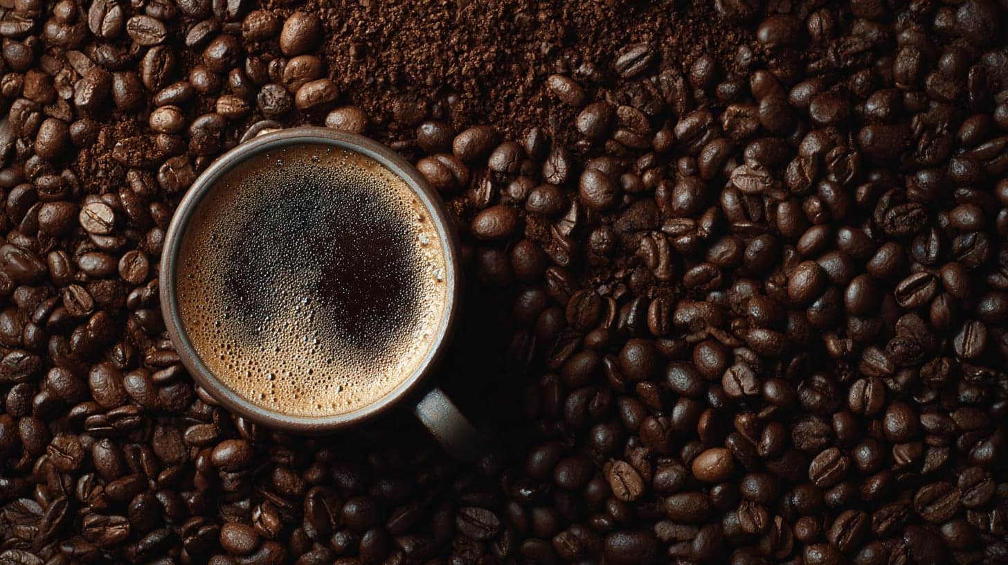 black coffee and coffee beans