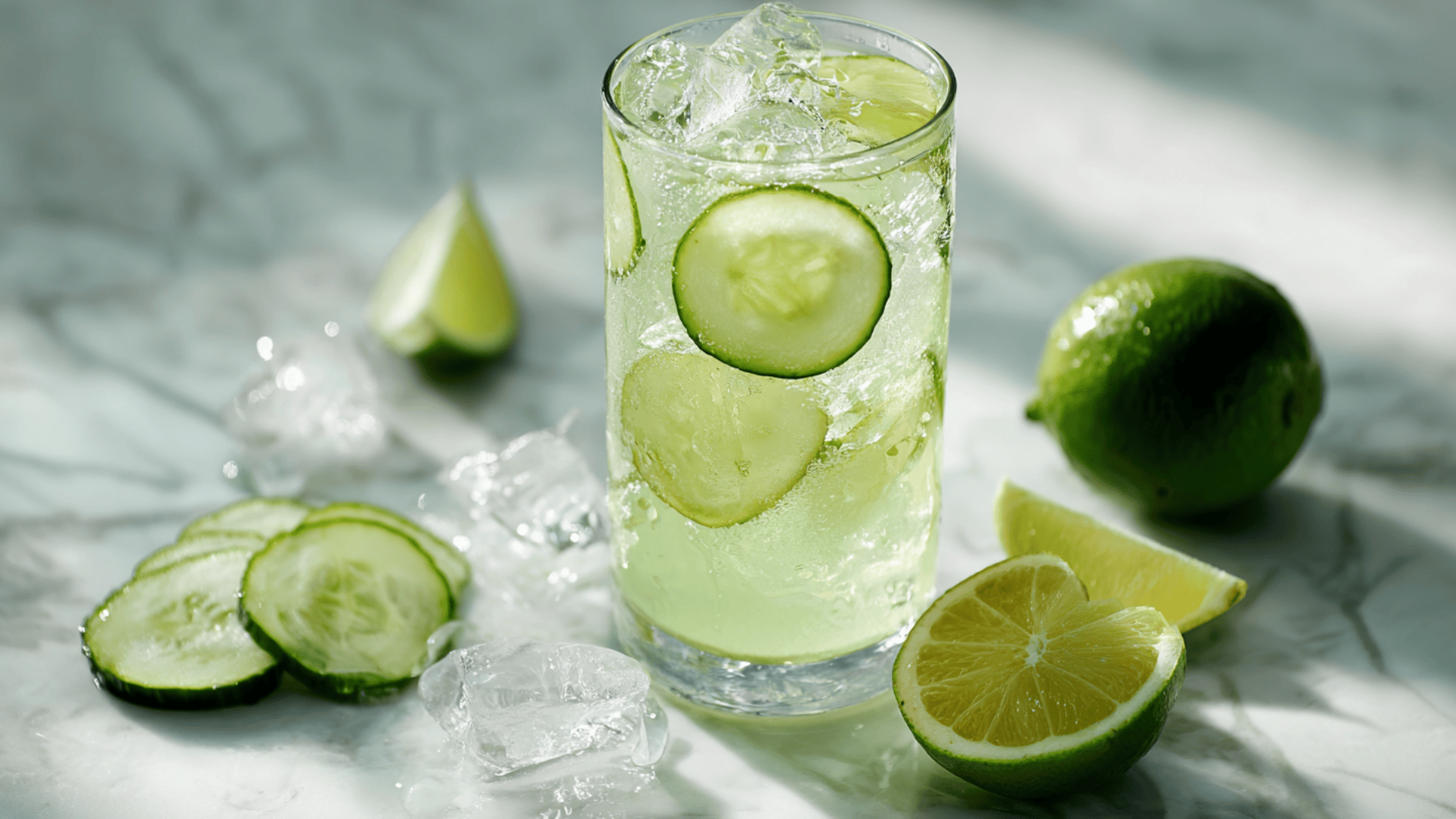 low sugar cold pressed cucumber lime cooler juice in a tall glass cold pressed cucumber and lime juice served cold in a clear glass