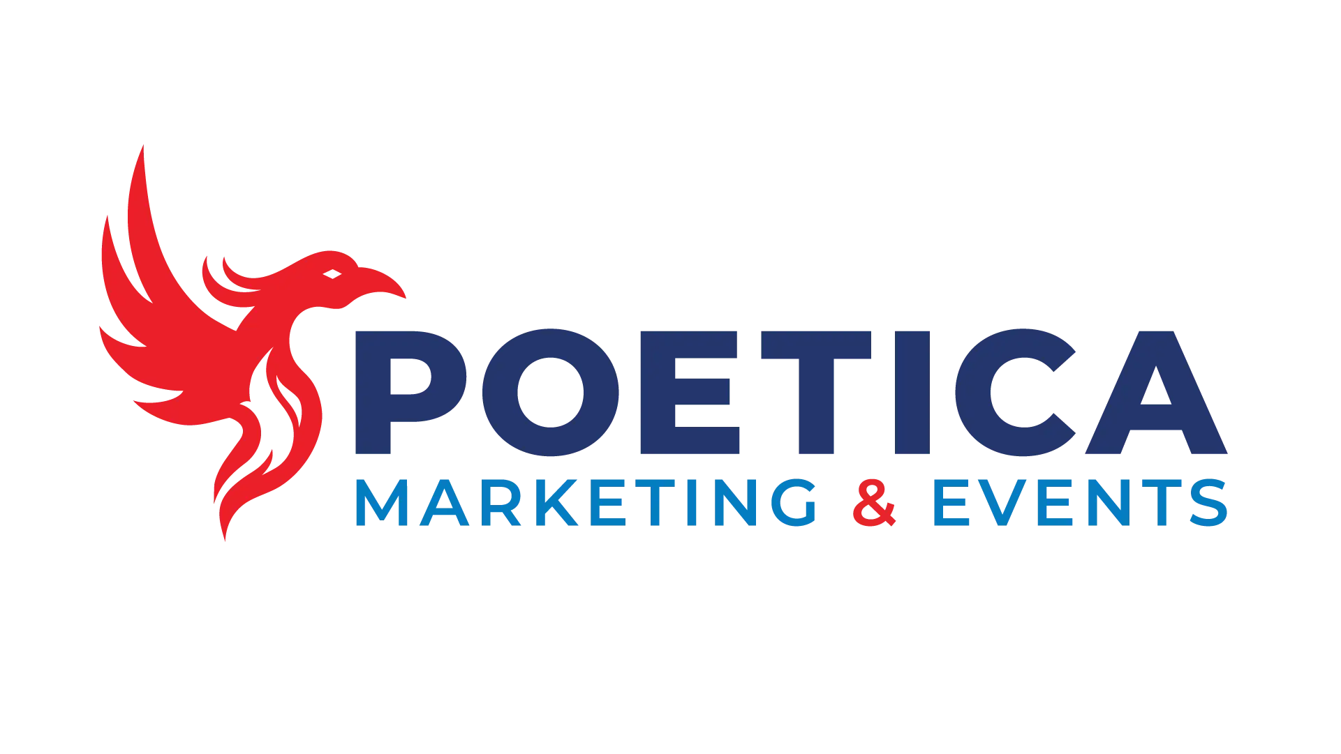 Red phoenix logo with bold blue text on white background