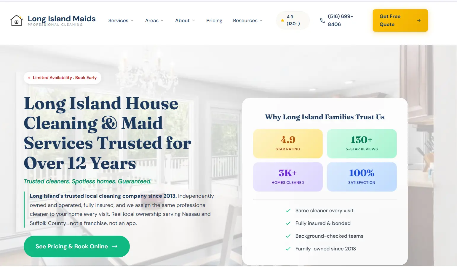 Chandelier and large window in a bright indoor setting with text overlay about cleaning services