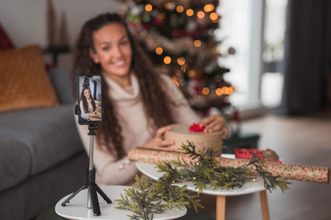 Influencer making a Christmas video
