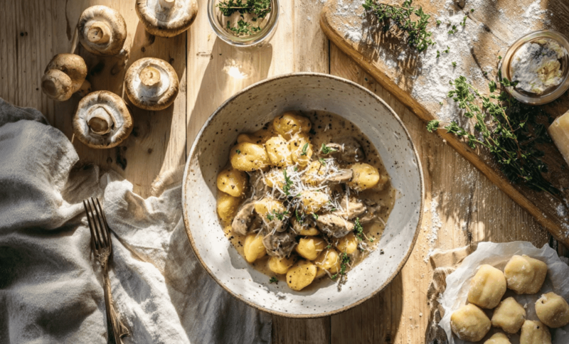 Creamy Truffle Gnocchi Recipe with Mushrooms