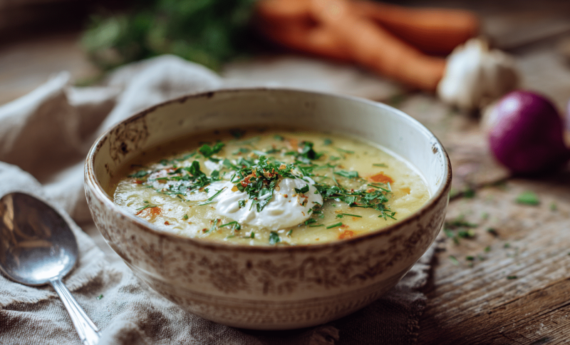 Creamy Vegetarian Potato Soup with Simple Steps