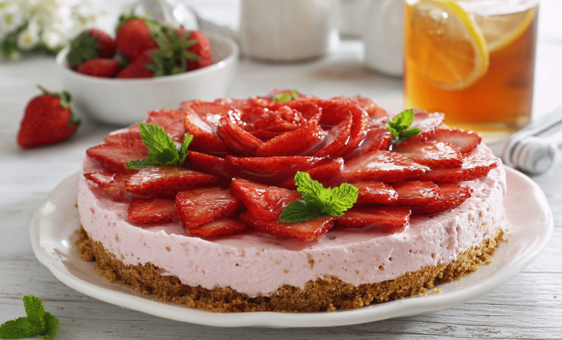 Easy No-Bake Strawberry Yogurt Pie Recipe for Summers