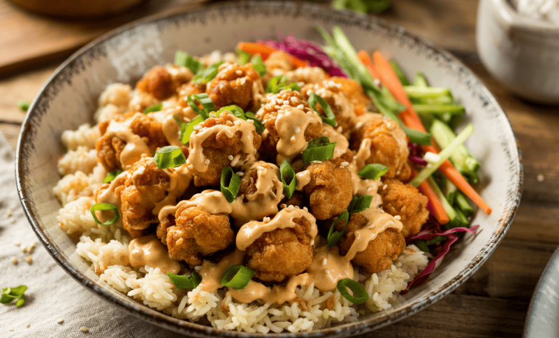 popcorn chicken bowl